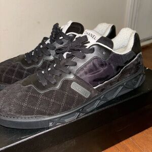 CHANEL Black Quilted Men's Sneakers